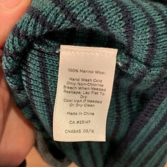 Talbots 100% merino wool striped open front long line cardigan petite small - Picture 8 of 8